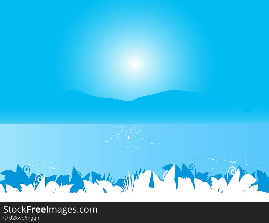 Stylized Illustration of sea landscape. Stylized Illustration of sea landscape.