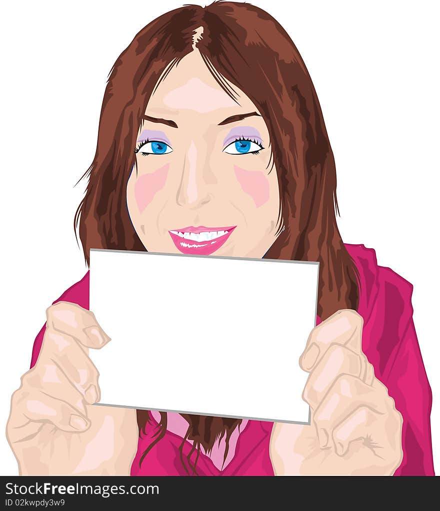 Woman holding card