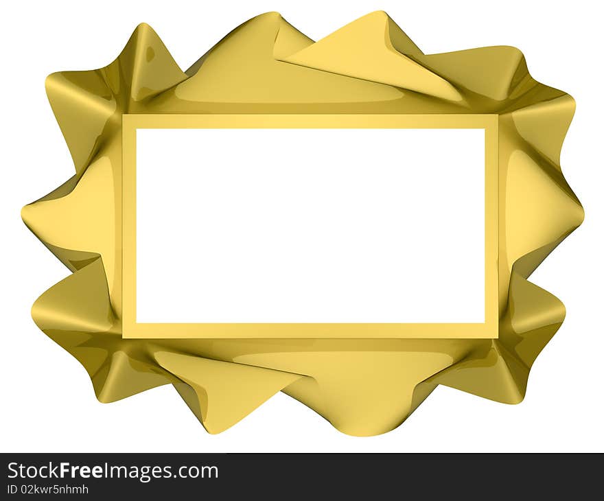 A 3D render of a twisted golden frame where you can add your photo or text. A 3D render of a twisted golden frame where you can add your photo or text.