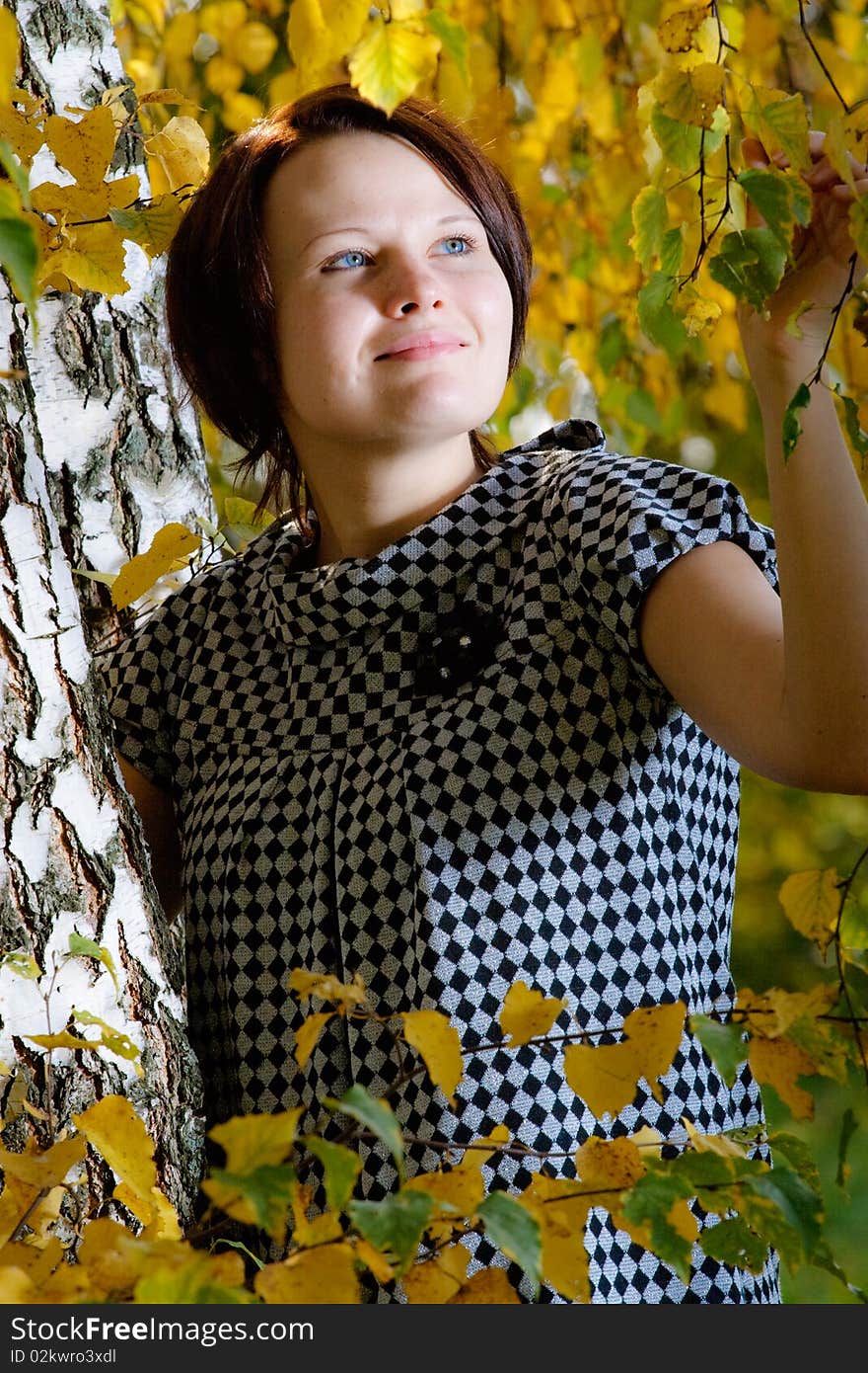 Russian girl in gold autumn. Russian girl in gold autumn