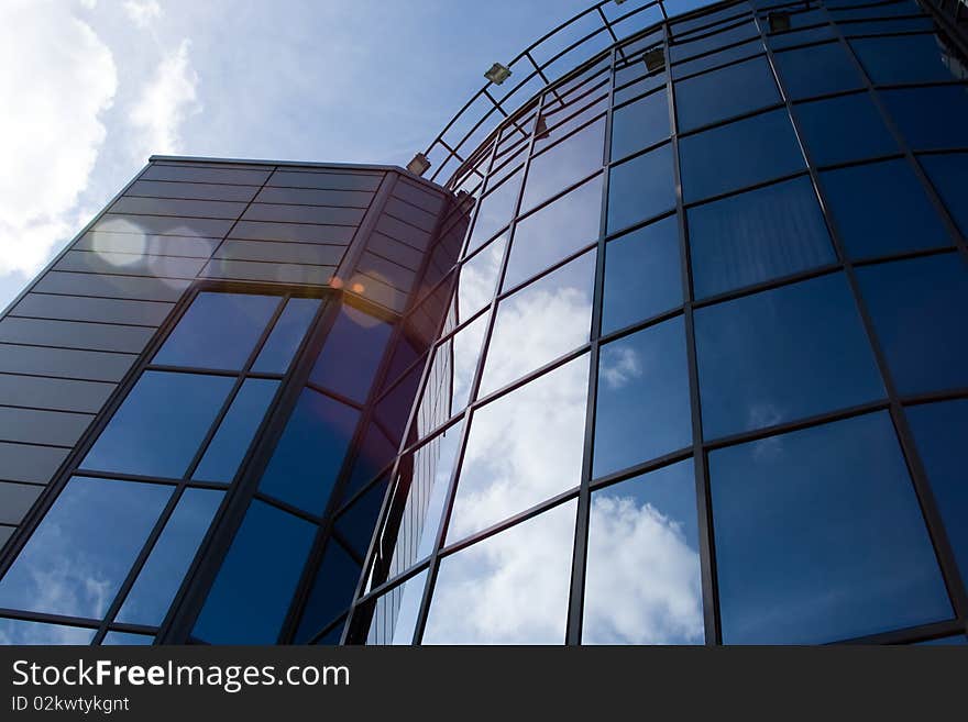 Modern office outside with sky and sunshine. Modern office outside with sky and sunshine