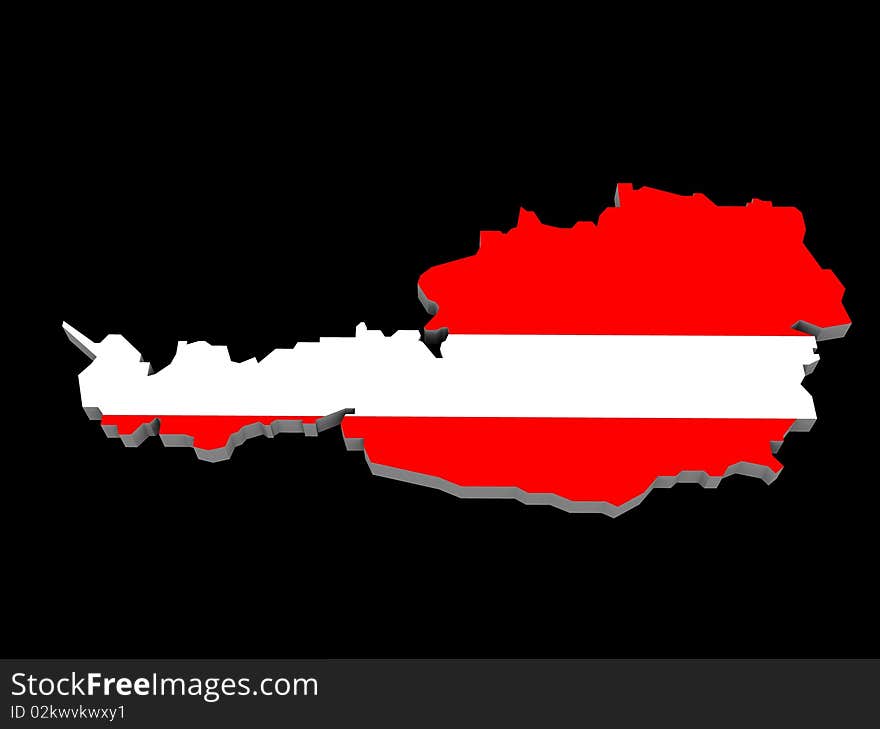 A illustration of the austria map and flag