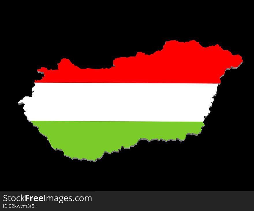 A Illustration Of The Hungarian Map And Flag