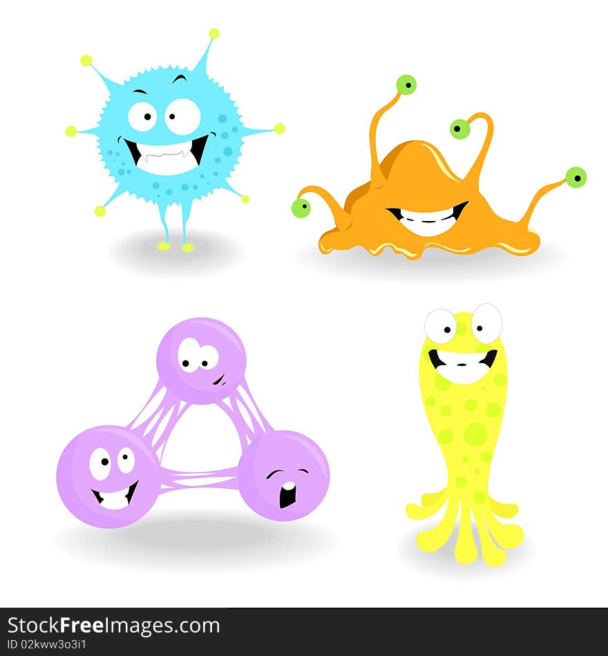 Four little monsters. Vector illustration