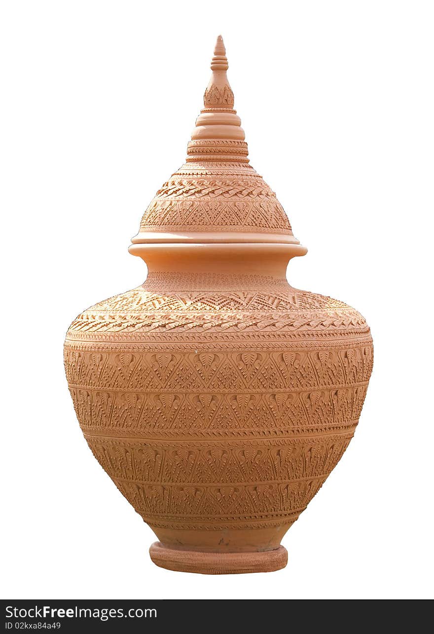 An isolated big jar Thai style carve, Pattaya Thailand. An isolated big jar Thai style carve, Pattaya Thailand