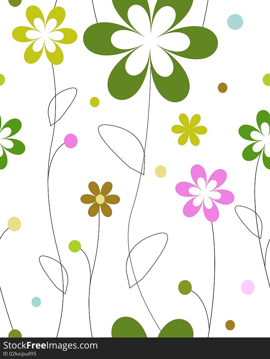 Retro flowers seamless pattern. Vector illustration. Retro flowers seamless pattern. Vector illustration