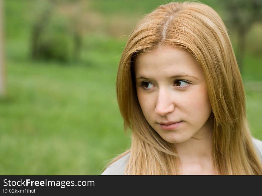 Beautiful teen blond girl at the meadow. Beautiful teen blond girl at the meadow