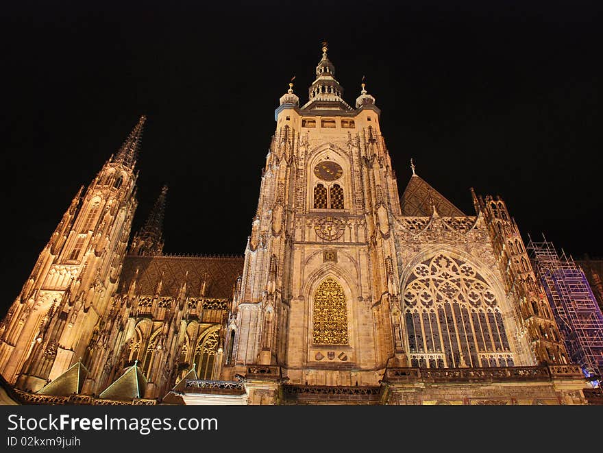 View of the Cathedral St.Vitus in old town in Prague. Czech republic.