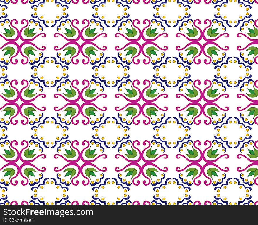 Flower wallpaper pattern in red and green. Flower wallpaper pattern in red and green