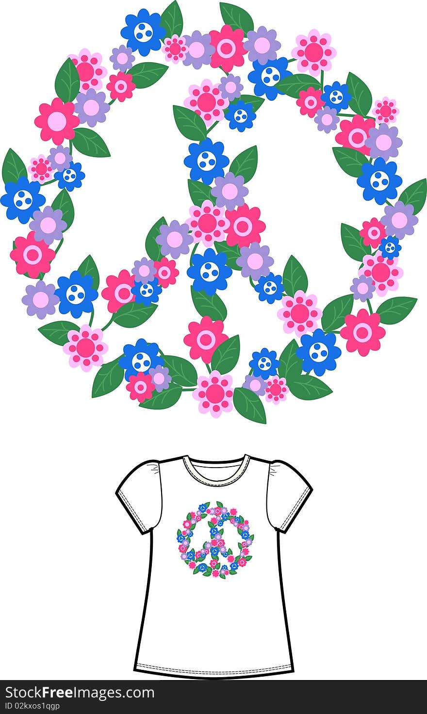 short sleeved top with flower peace pattern. short sleeved top with flower peace pattern