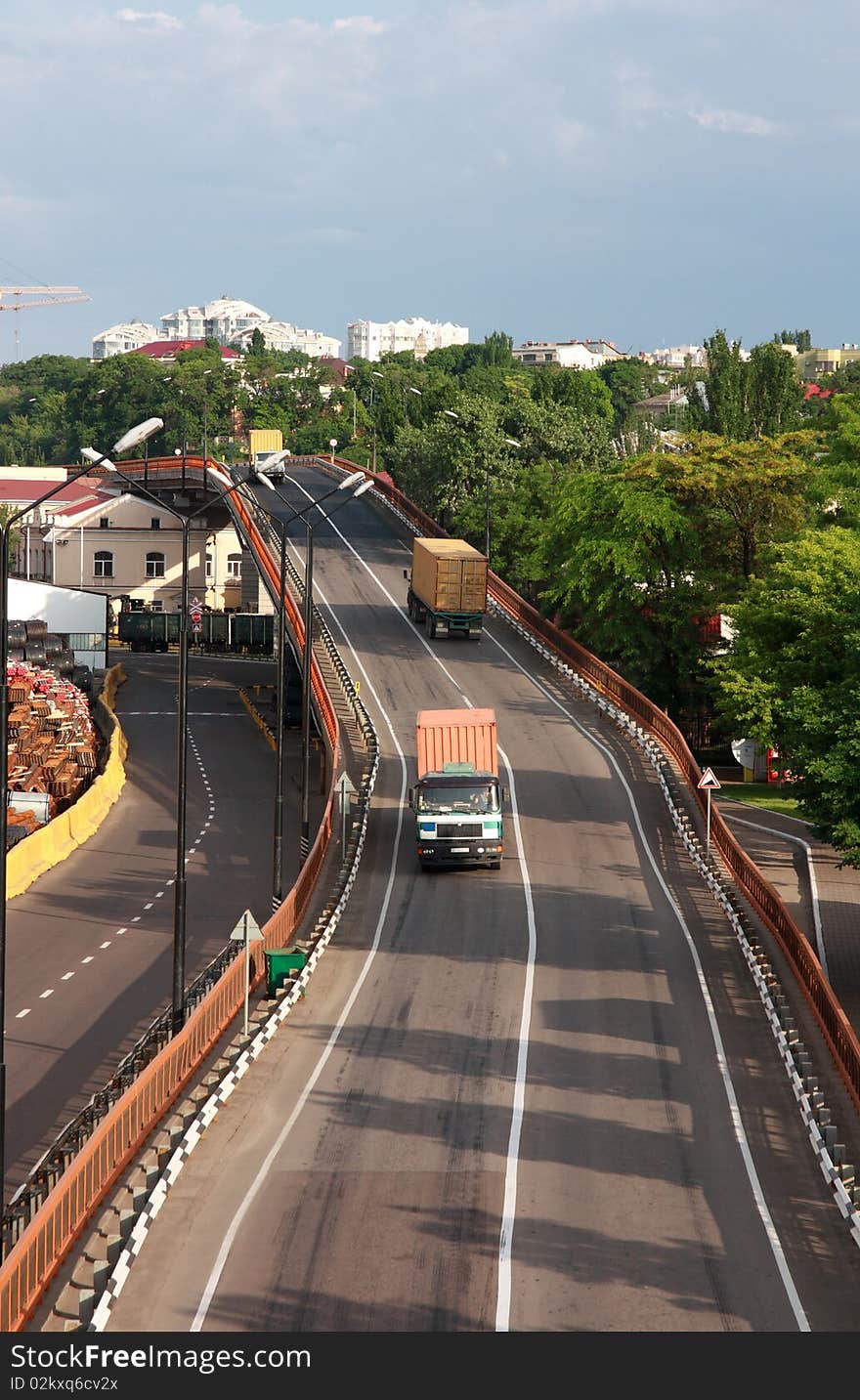 Trucks on road