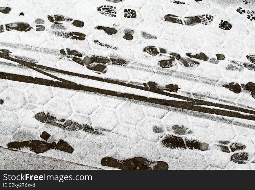 Steps in snow