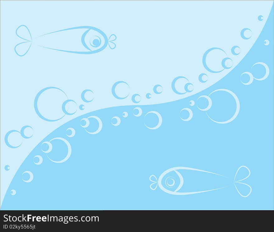 Cute fishes under water with bulbs