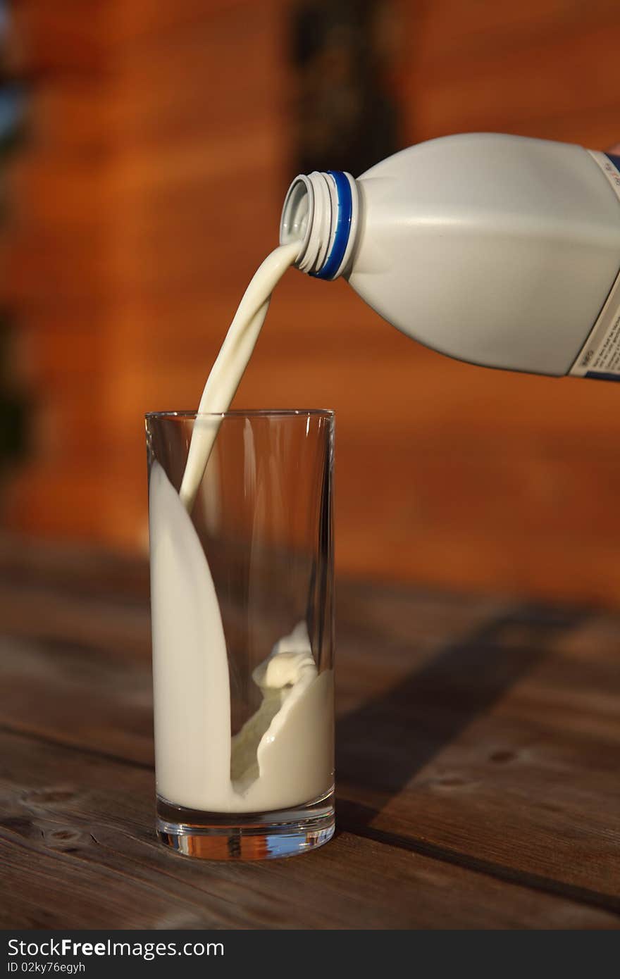 Somebody pours milk in a glass. Somebody pours milk in a glass