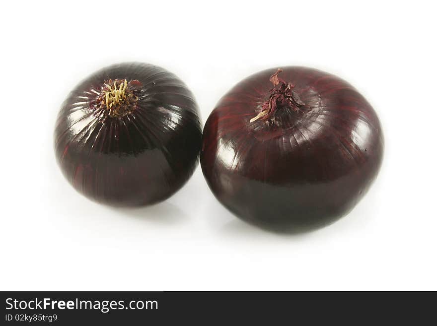 Red onion on a white background, isolated