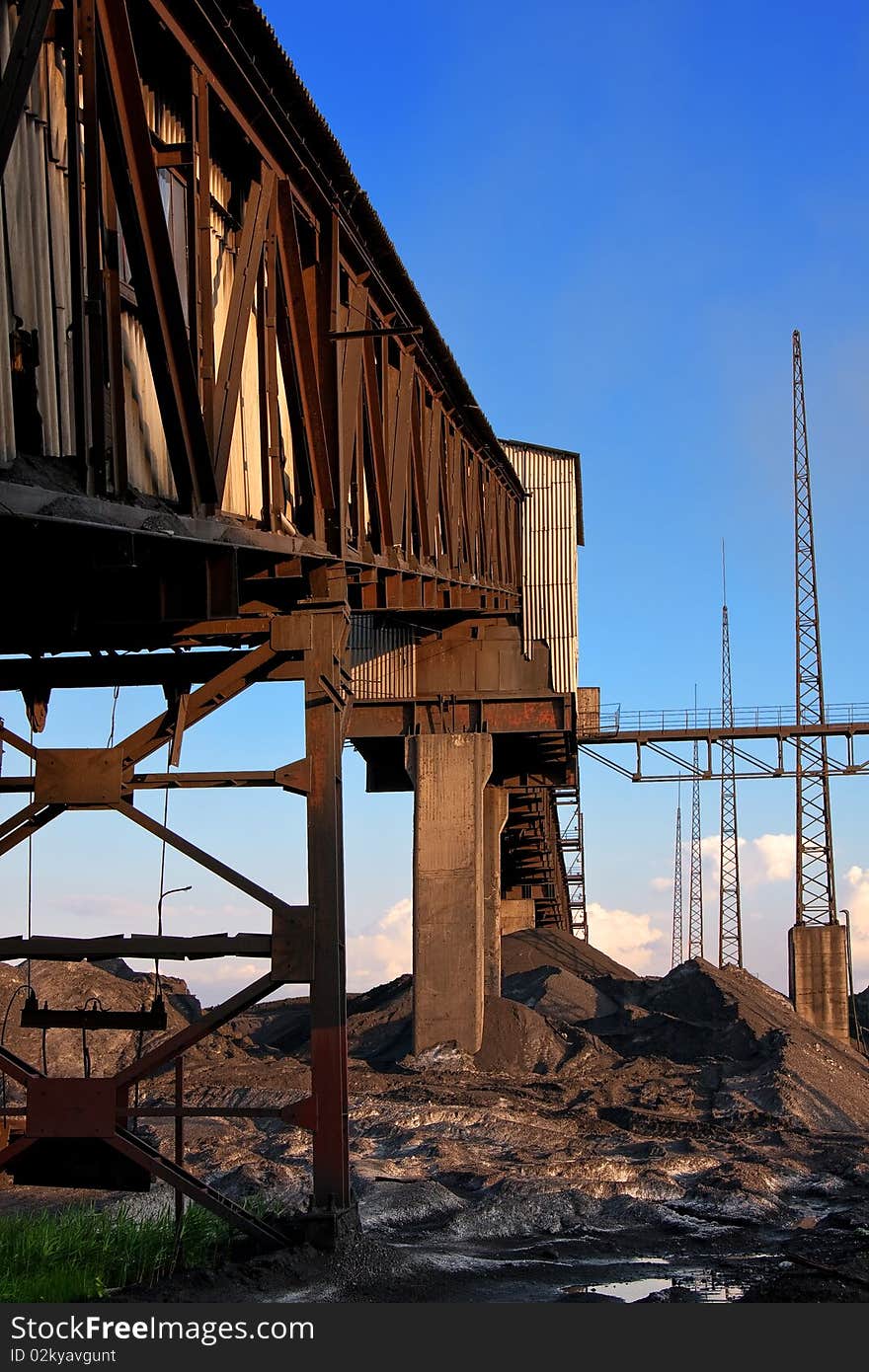 Old coal power station in sunny day view. Old coal power station in sunny day view