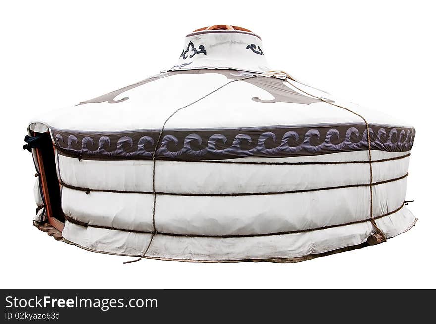 Mongolian nomad portable house - yurta. Clipping path included.