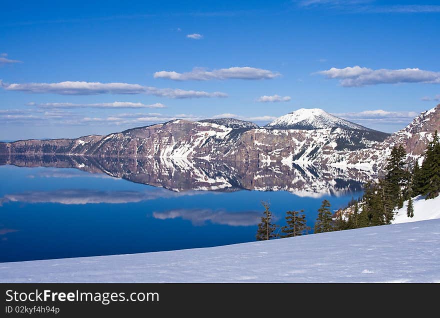 View point of Crater View in the early Spring with plenty of snow around. View point of Crater View in the early Spring with plenty of snow around