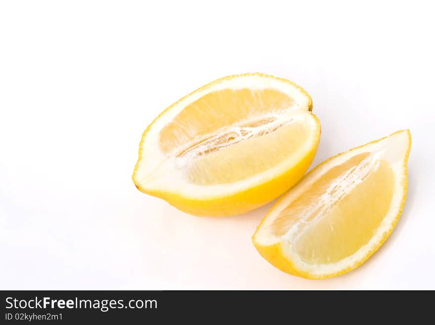 Two half lemon isolated on white background