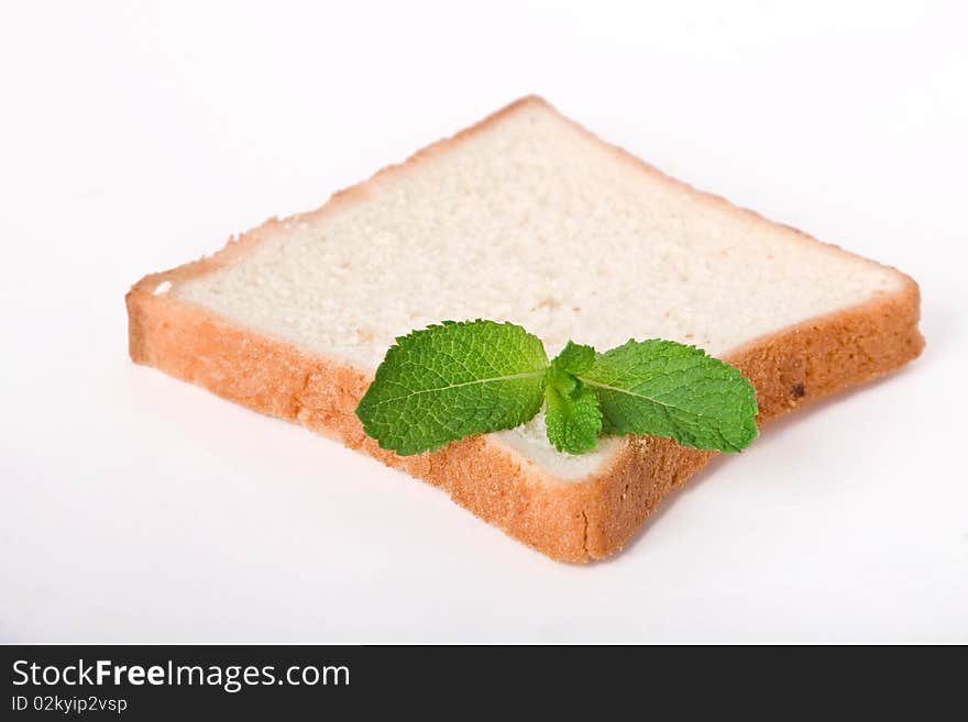 Slice of bread on white background