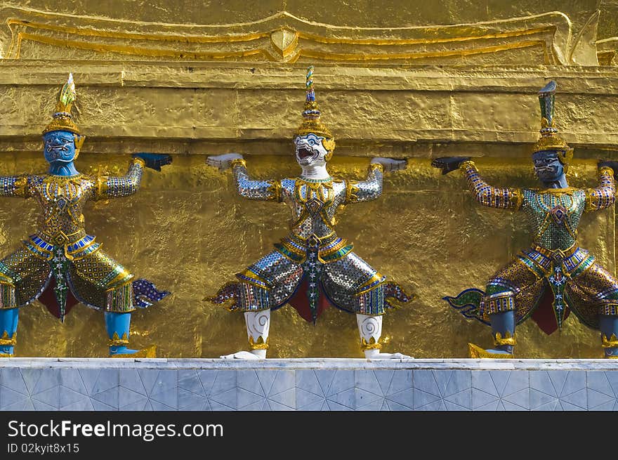 Demon in the emerald Buddha temple,Bangkok Thailand. Demon in the emerald Buddha temple,Bangkok Thailand