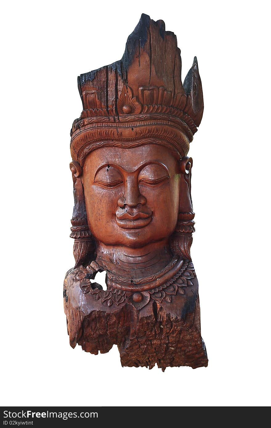 A Wooden Carving Of Buddha