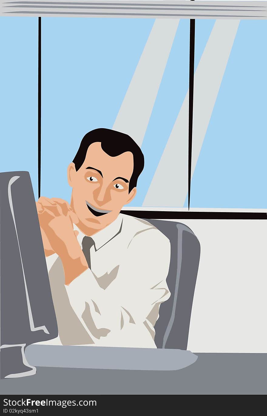 An image of businessman who is looking at the computer and express happiness. An image of businessman who is looking at the computer and express happiness.