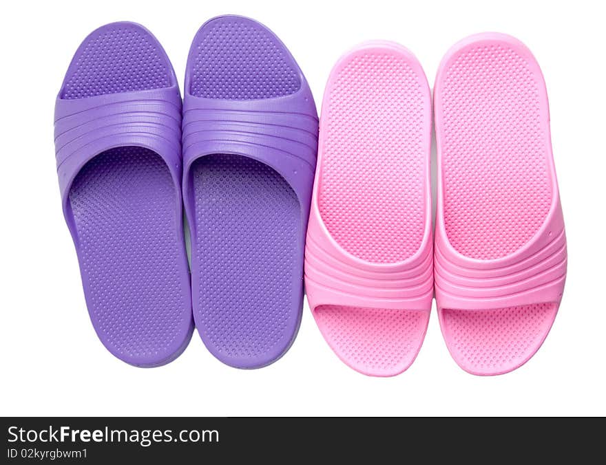 Multicolored slippers for a pool