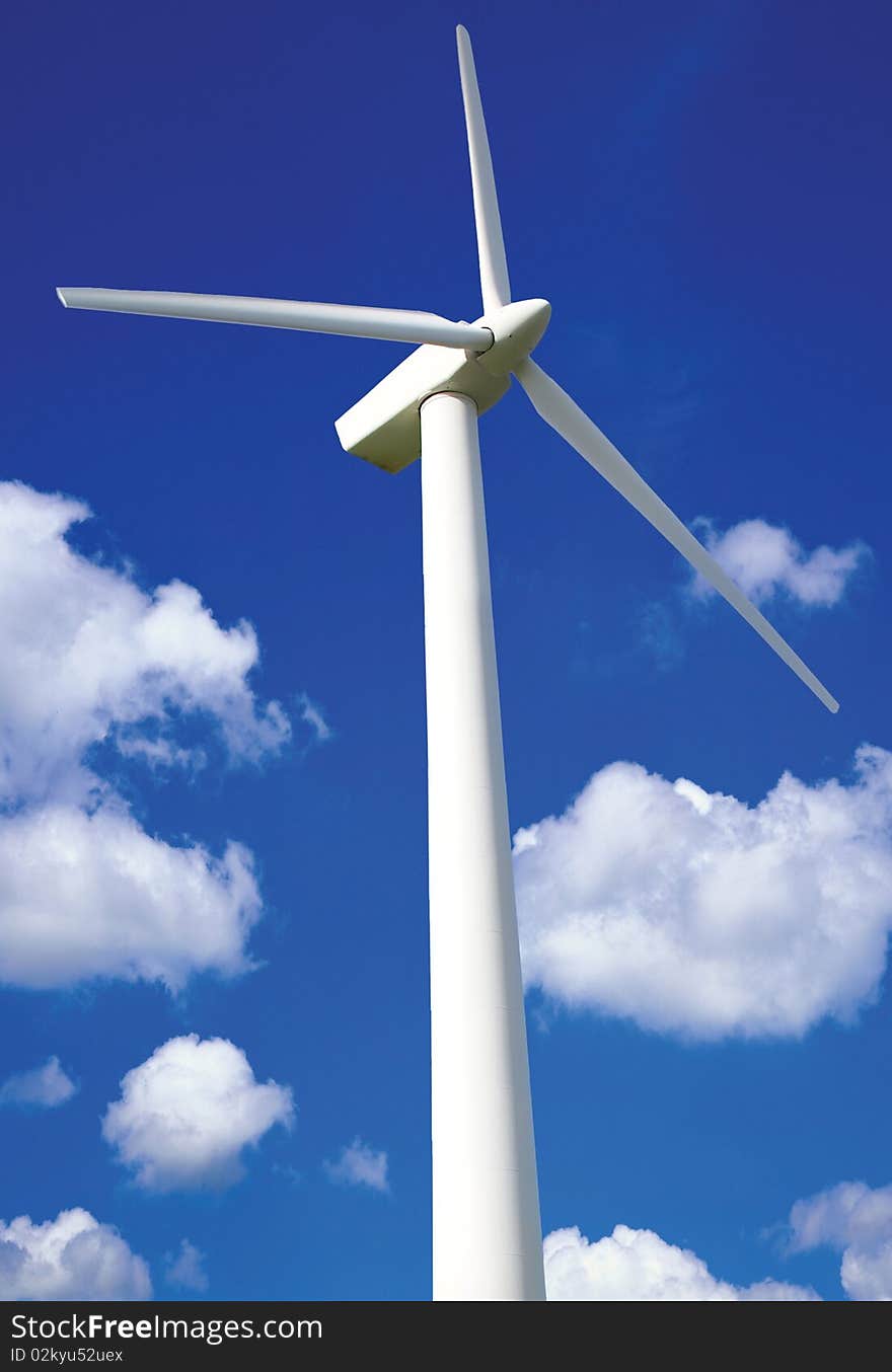 Wind turbine in the bright sunny day. Wind turbine in the bright sunny day