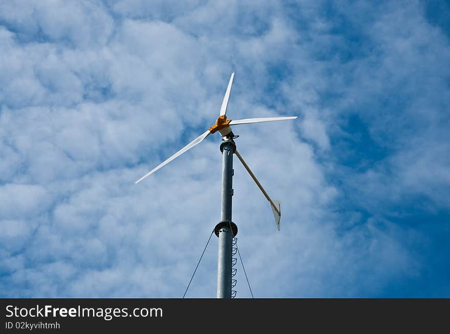 Wind turbines farm on island , Thailand