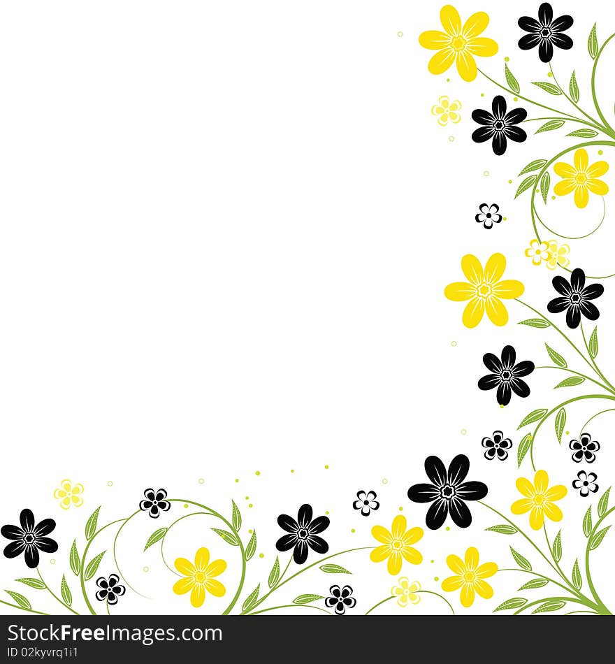 Floral frame with yellow flowers, element for design, illustration