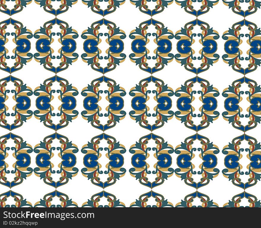 Rich wall pattern in yellow blue. Rich wall pattern in yellow blue