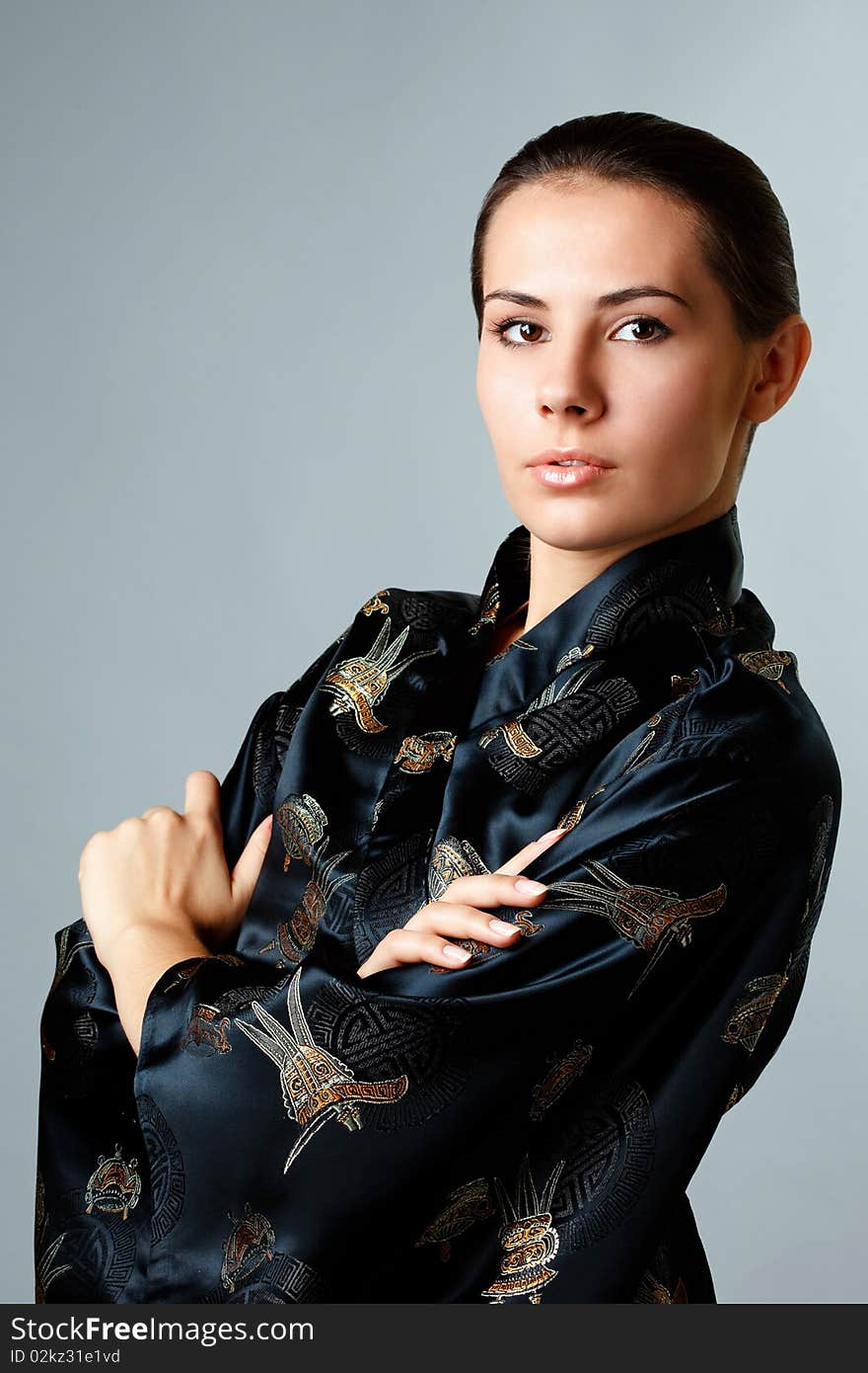 Young attractive girl poses during a photo session