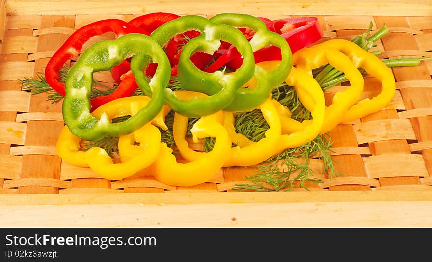 Sliced colorful paprika