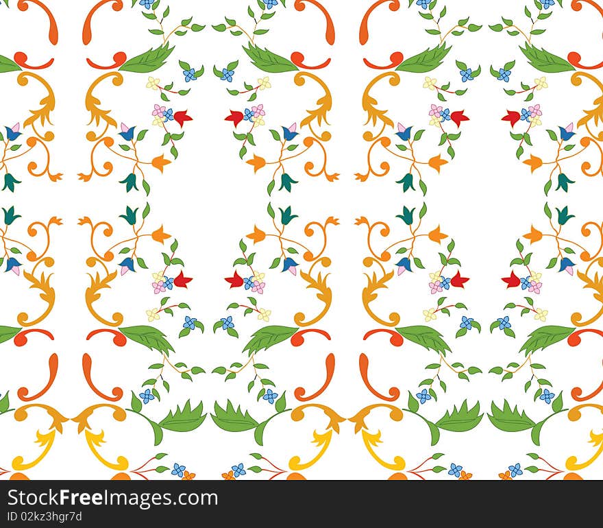 Wallpaper pattern with flowers and leaves. Wallpaper pattern with flowers and leaves