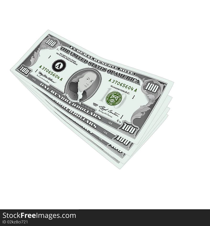 100 Dollars Notes Isolated