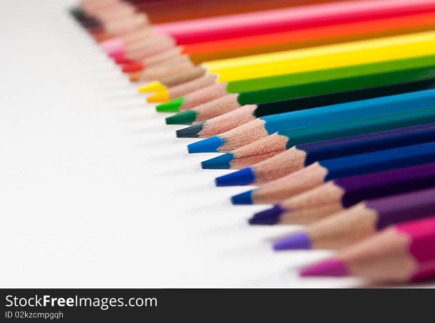 The sets of colored pencils. The sets of colored pencils.