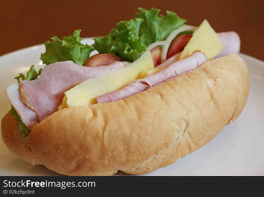 Long baguette sandwich