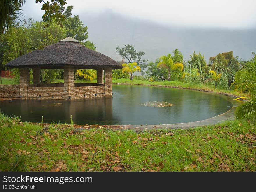 Grass Roofed, Brick Gazebo