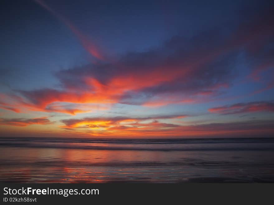 Image of a sunrise on a beach in South Africa in the Western Cape Province. Image of a sunrise on a beach in South Africa in the Western Cape Province