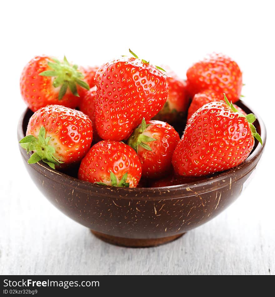 Fresh strawberries isolated on white background