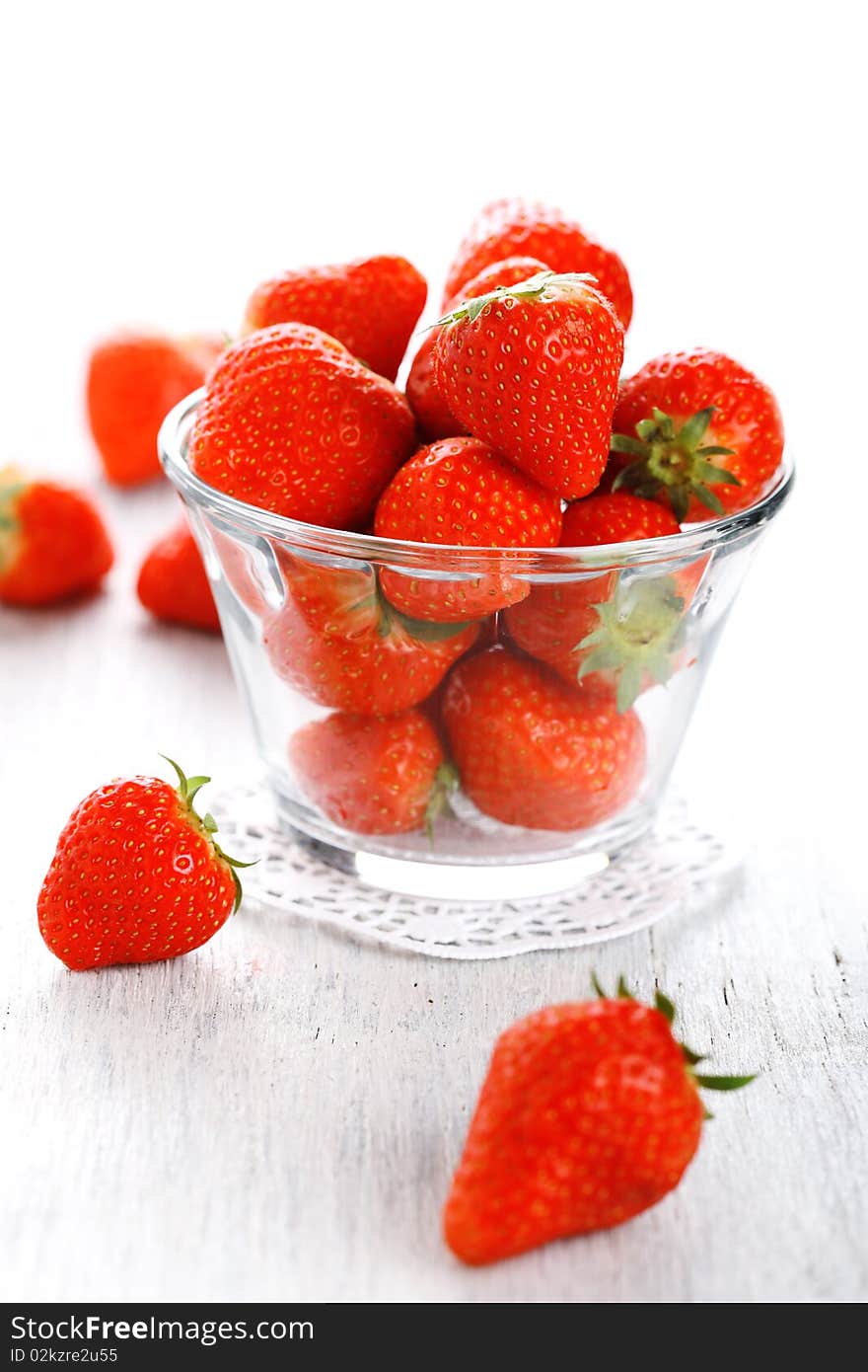 Fresh strawberries isolated on white background