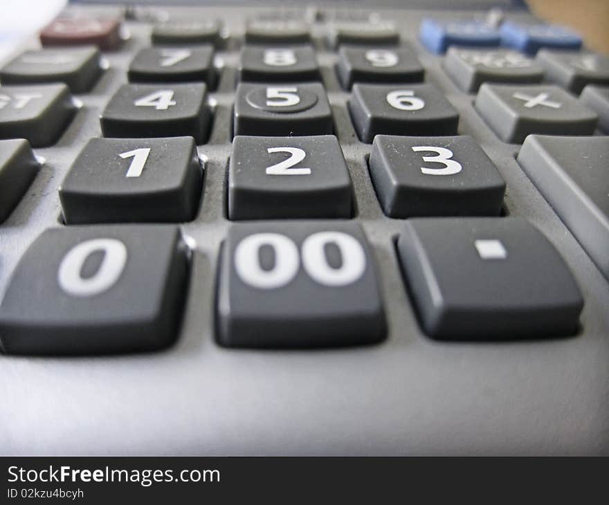 Perspective view of the keyboard of a calculator