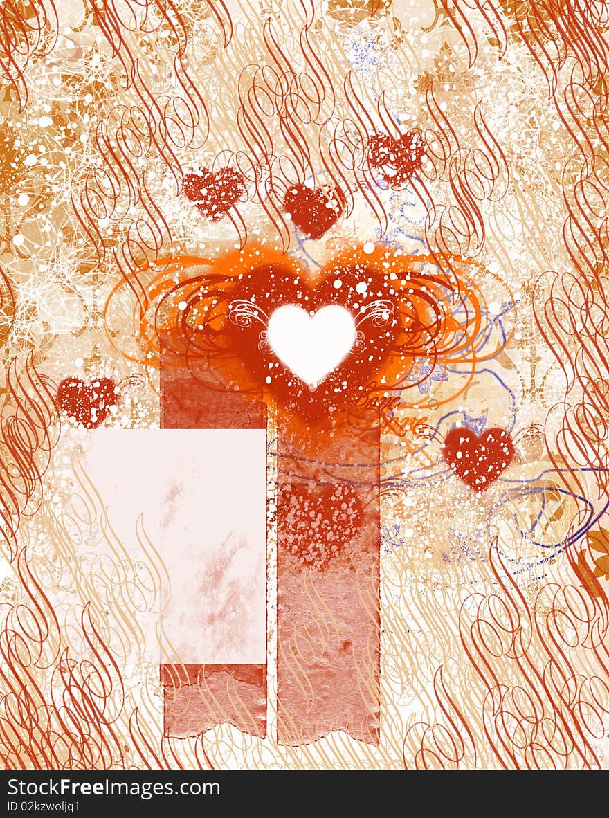 Grunge artistic background with heart