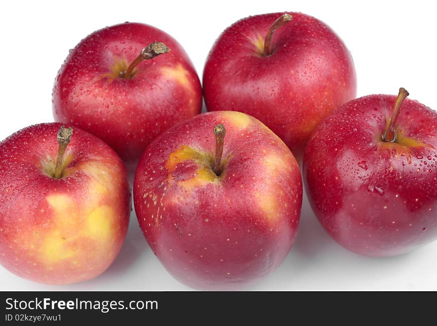 Ripe Red apples and pears fruit