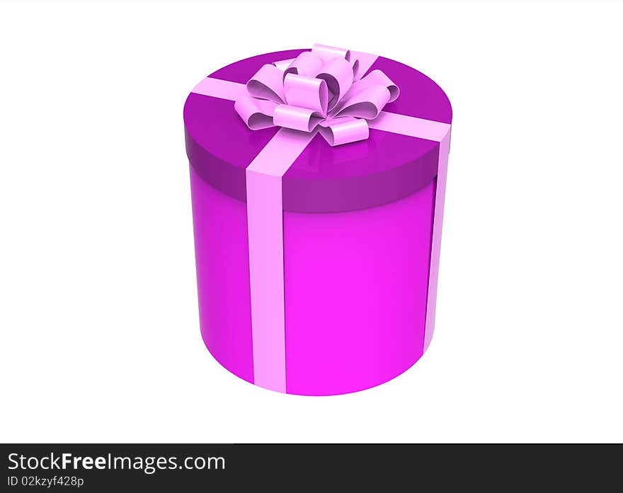 Pink gift box isolated on white background