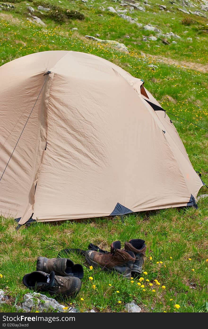 Tents in mountain