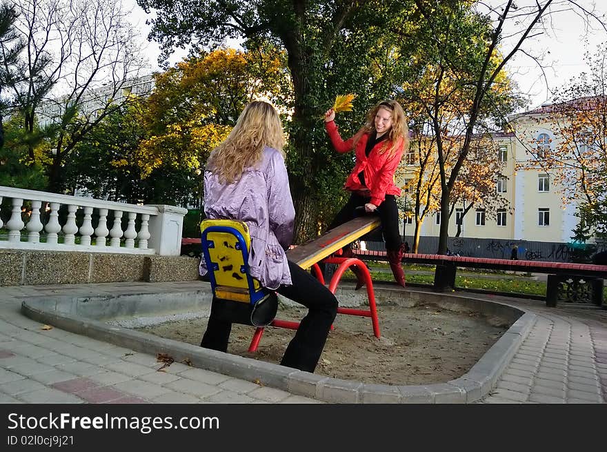 Girls on a swing