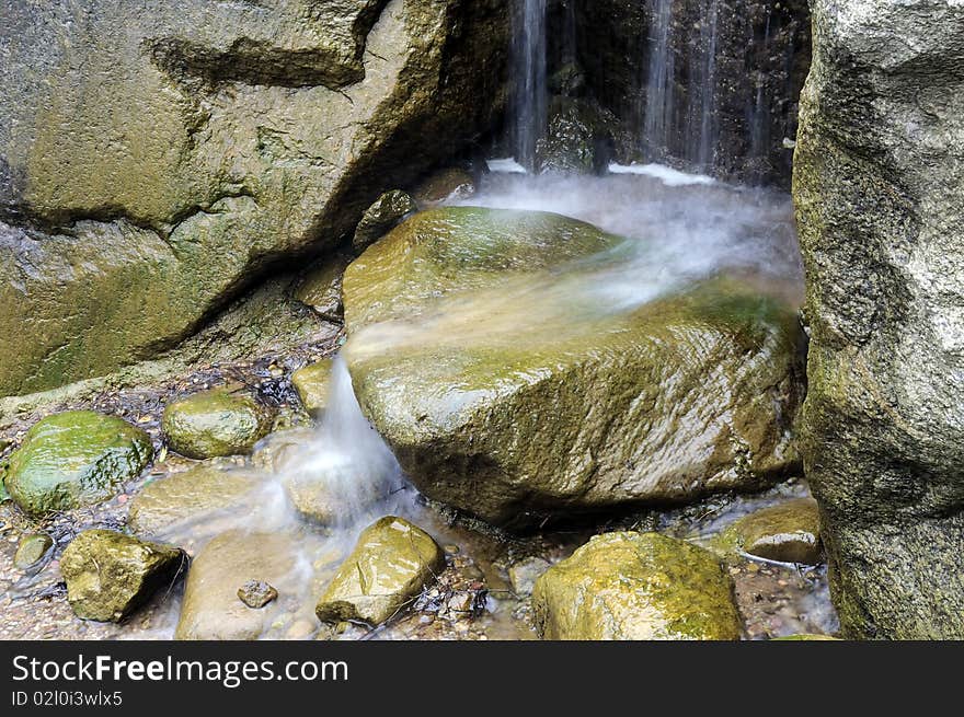 Waterfalls In The Japanese Garden