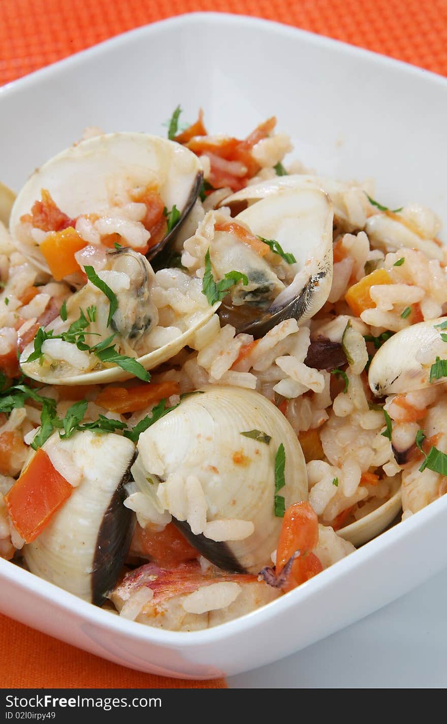 Sea food risotto with sea shells. Sea food risotto with sea shells